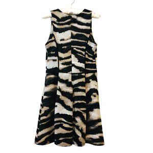 Dress Abstract Animal Wrap Side Zippers Piping Brown Black Women's Small Mossimo
